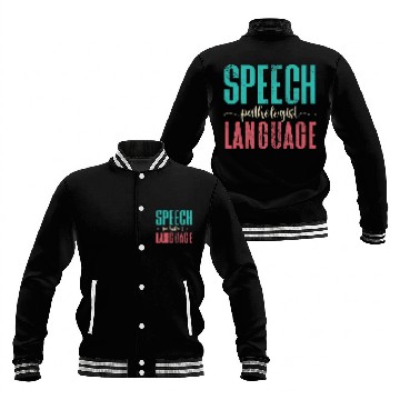 Discover Speech Language Pathologist SLP Speech Therapist Distressed Baseball Jackets