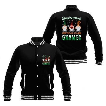 Discover Hanging With My Critical Care nurses Gnomes RN Christmas Baseball Tees Baseball Jackets