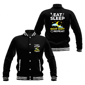 Discover Shift Work Night Job Worker Midnight Funny Coffee 2 Baseball Tees Baseball Jackets