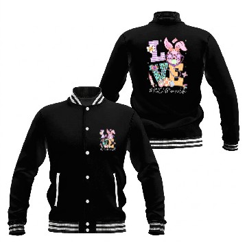 Discover Love NICU nurses Easter Bunny Eggs Stethoscope Cute Scrub Baseball Jackets