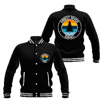 Discover Priest River Idaho ID Retro Style Tree vintages Sunset Baseball Jackets