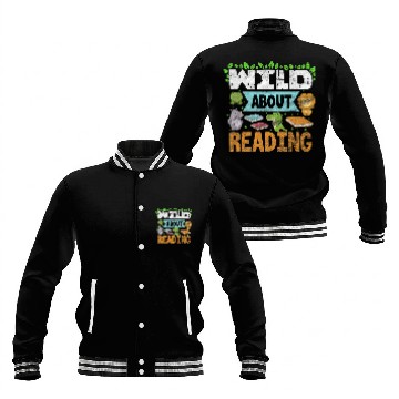 Discover Wild About Reading Teacher Student Reader Bookworm Vintage Zip Baseball Jackets