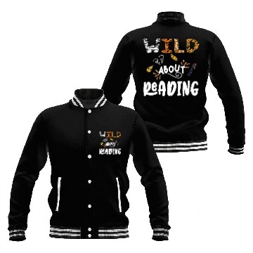 Discover Wild About Reading Reader Lover Animals giraffe leopard Baseball Jackets