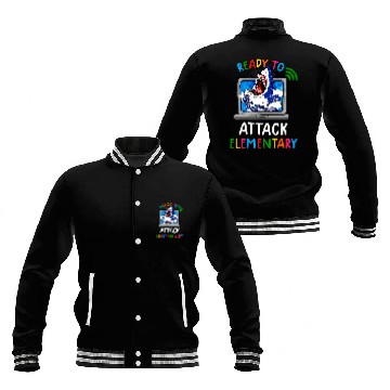 Discover Ready To Attack Virtual Elementary Shark Back To School Baseball Tees Baseball Jackets