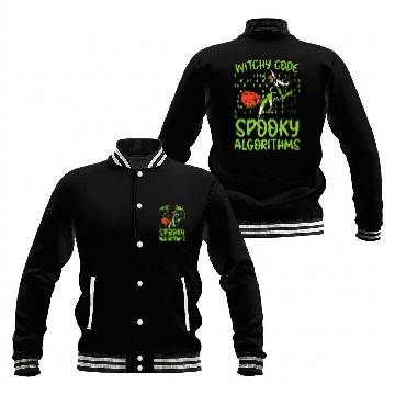 Discover Witchy Code Spooky Algorithms Programmer Halloween Baseball Jackets