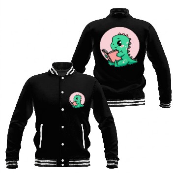 Discover Cute Book Reading Dinosaur Baseball Jackets