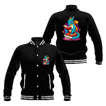 Discover Dragon Reading A Book Cute Dragon Lover Book Reader 1 Baseball Jackets