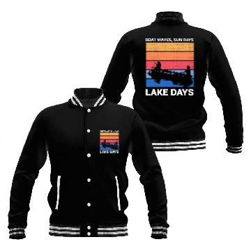 Discover Boat Waves Sun Rays Lake Days Summer Baseball Jackets Lake Baseball Tees