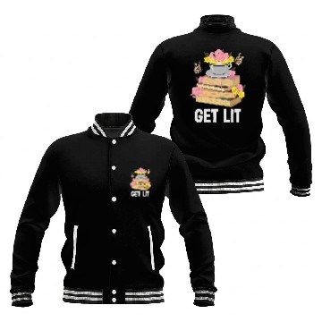 Discover Get Lit Reading Quotes Introvert Bookworm Book Lover Zip Baseball Jackets