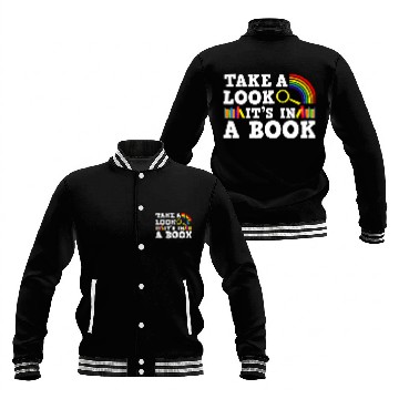 Discover Reading Book Lover Rainbow Take A Look Its In A Book Baseball Tees Baseball Jackets