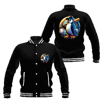 Discover Funny Lets Go Penguin Playing Baseball Zip Baseball Jackets