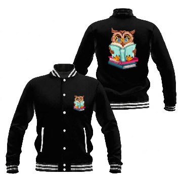 Discover Cute Owl Reading Book Baseball Tees Baseball Jackets