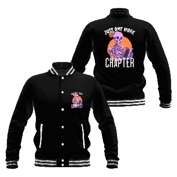 Discover One More Chapter Skeletons Book Halloween Reading Teacher Baseball Jackets