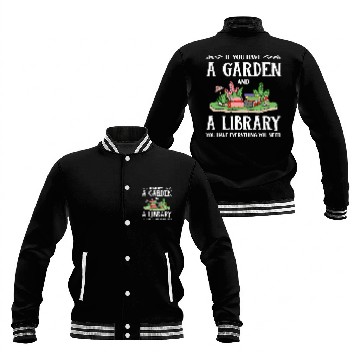 Discover Garden Library Bookworm Book Lover Baseball Jackets