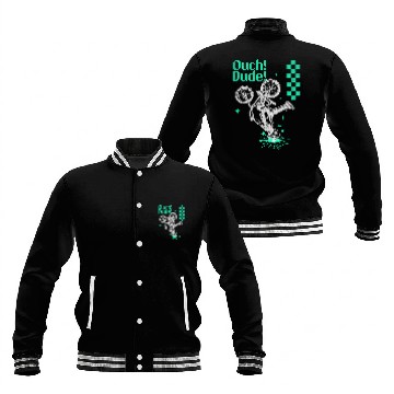Discover Ouch Dude BMX Gone Wrong Face Baseball Jackets