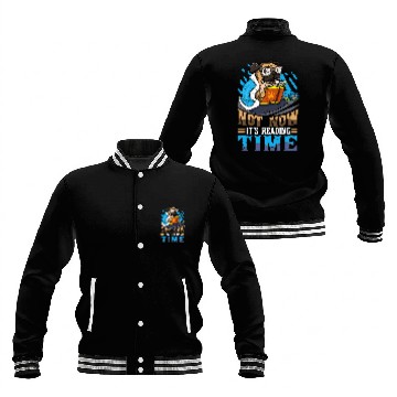 Discover Book Reader Funny Reading Time Dog Pug Bookworm Humor Baseball Jackets