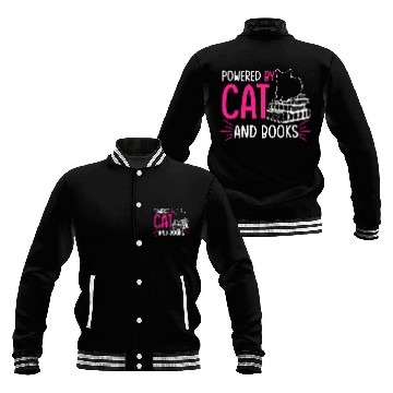 Discover Powered by Cat and Books Gift Baseball Jackets