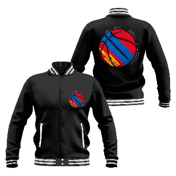 Discover Basketball Ball With The Flag Of Mongolia Zip Baseball Jackets