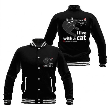 Discover I live with a cat CAT Solid Black version Baseball Tees Baseball Jackets