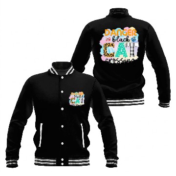 Discover Funny Danger black cats Crossing Graphic Patchwork 1 Baseball Jackets