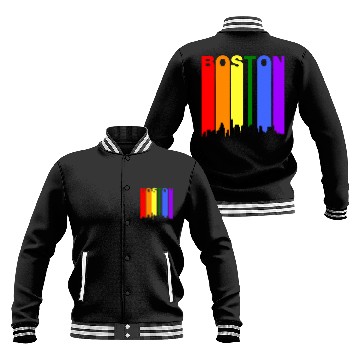 Discover Boston Massachusetts Rainbow LGBT Gay Pride Baseball Jackets