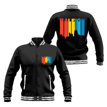Discover Retro 1970's Style Raleigh North Carolina Skyline Baseball Jackets