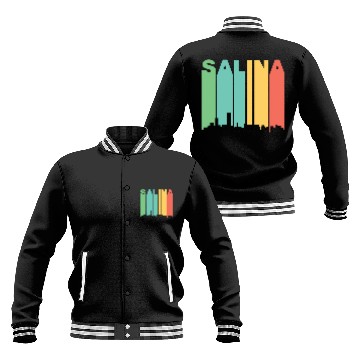 Discover Retro 1970's Style Salina Kansas Skyline Baseball Jackets