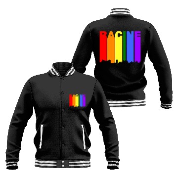 Discover Racine Wisconsin Gay Pride Rainbow Skyline Baseball Jackets