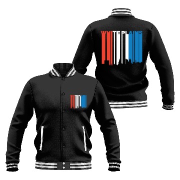 Discover Red White And Blue White Plains New York Skyline Baseball Jackets
