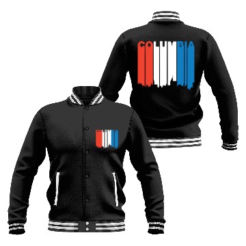 Discover Red White And Blue Columbia Missouri Skyline Baseball Jackets