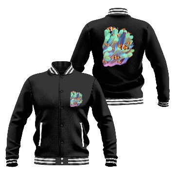 Discover Colorful Coral Reef Anemone With Clown-fish Baseball Jackets