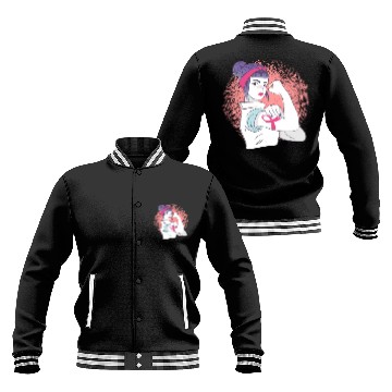 Discover Girlpower cancer awareness month Baseball Jackets