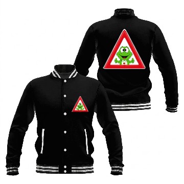 Discover ATTENTION - DANGER - FROG - TOAD - HIKING Baseball Jackets