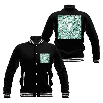 Discover Dark Green White Gold Fantasy Wave Pattern Baseball Jackets