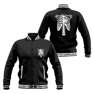 Discover Peace Sign Heart Skeleton Rib Cage Halloween Peace Baseball Jackets