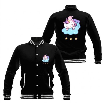 Discover cute unicorn sleeping Baseball Jackets