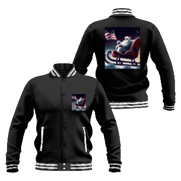 Discover Patriotic Christmas Funny Santa Claus With Sled Baseball Jackets