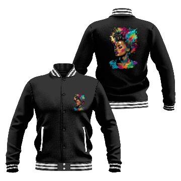 Discover Black Queen Afro Melanin pop Art Black History Baseball Jackets