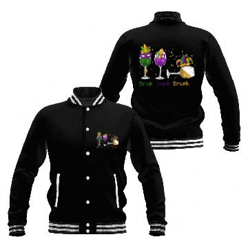 Discover Mardi Gras Drink Drank Drunk Wine Baseball Jackets