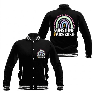 Discover Sunshine and Airbrush Cute Rainbow Graphic Baseball Jackets