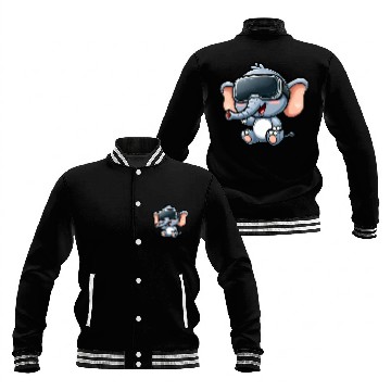 Discover Elephant VR virtual reality gamer cute cartoon Baseball Jackets
