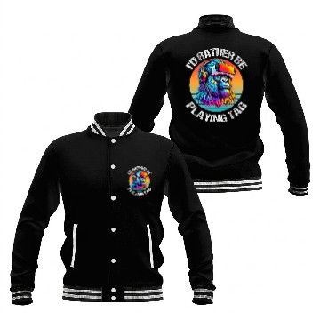 Discover I'd Rather Be Playing Gorilla Funny Monke Gorilla Baseball Jackets