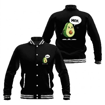 Discover Cute Avocado with Meh Expression Baseball Jackets