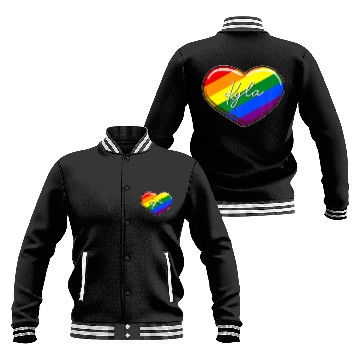 Discover LGBT Pride Heart - First Name "Kyla" Rainbow Heart Baseball Jackets
