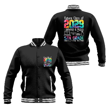 Discover Colourful Class Of 2029 Fifth Grade Graduate Stude Baseball Jackets