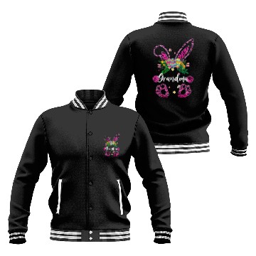 Discover Womens Leopard Grandma Bunny Easter Eggs Family Ma Baseball Jackets