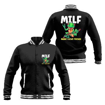 Discover MILF Man I Love Frogs Funny Frog Amphibian Baseball Jackets