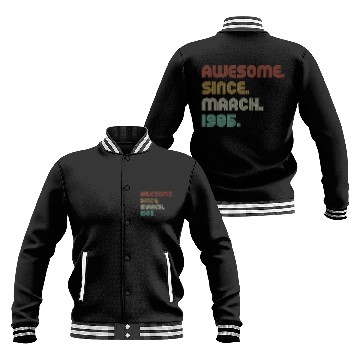Discover Vintage Sunset Awesome Since March 1985 B-Day Part Baseball Jackets