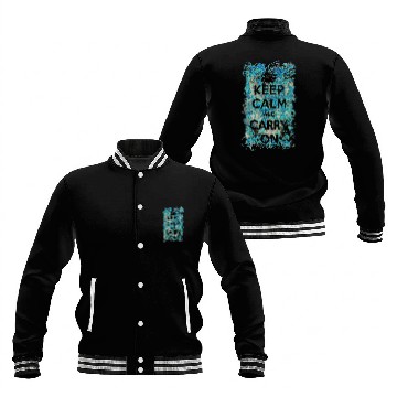 Discover Keep Calm and Carry On Grunge Wallpaper Damask Baseball Jackets