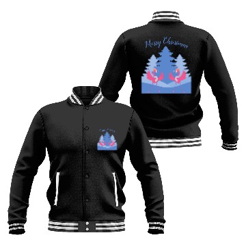 Discover Flamingos Merry Christmas Winter Wonderland Baseball Jackets